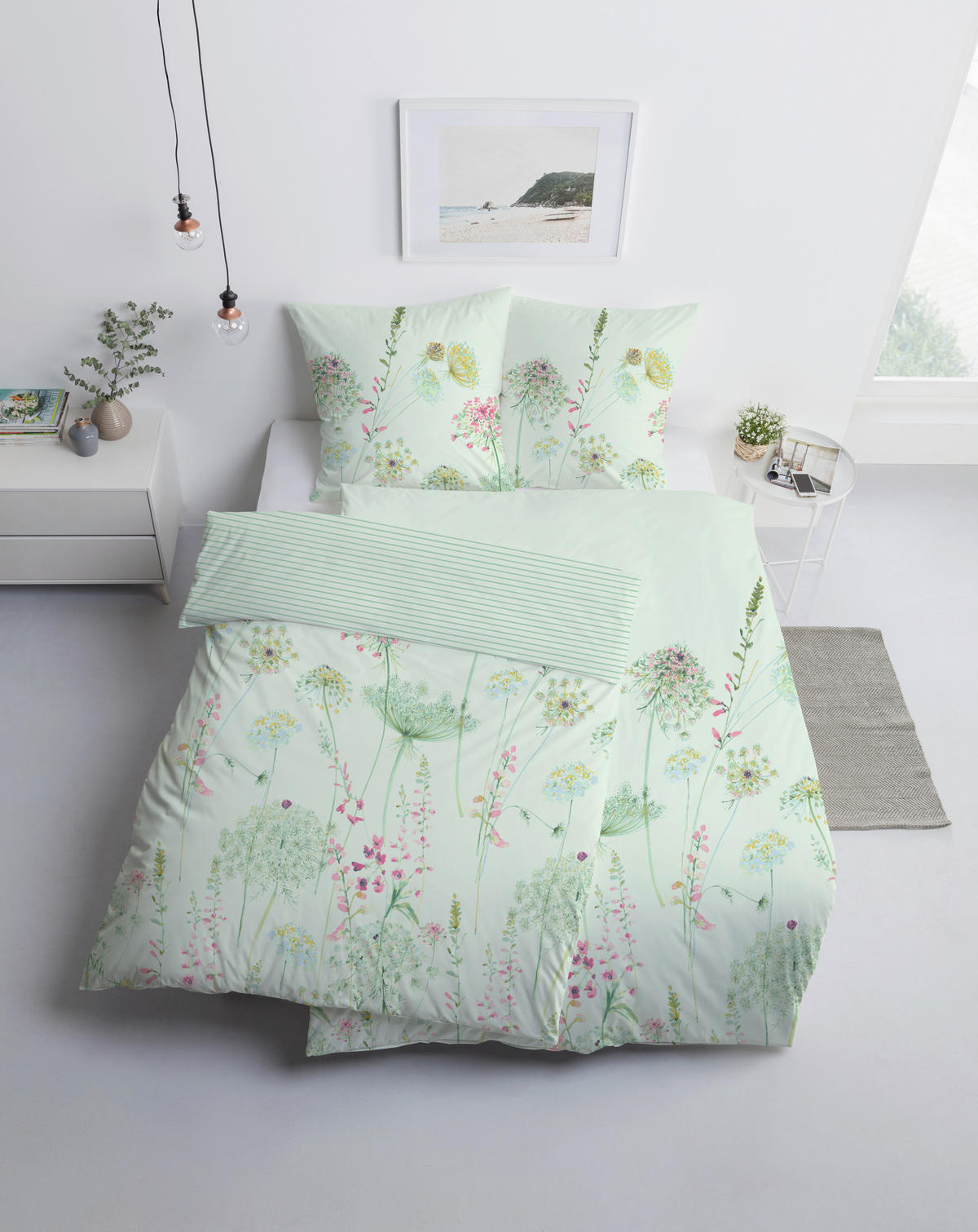 BETTWÄSCHE Impulse Makosatin 155/220 cm  - Grün, Design, Textil (155/220cm) - Estella