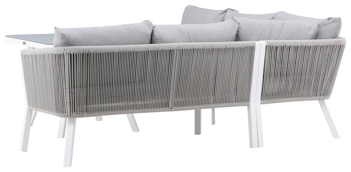 LOUNGEGARNITUR Aluminium  - Weiß/Grau, KONVENTIONELL, Textil/Metall - Gardenson