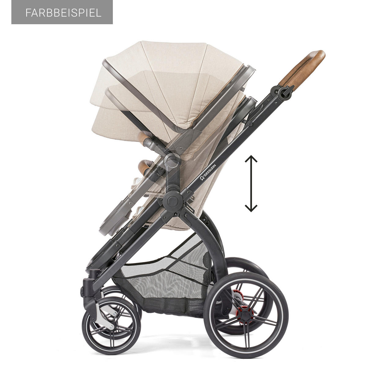 KINDERWAGENSET FX4 Life  - Petrol/Schwarz, Basics, Textil/Metall (57/129/100cm) - Gesslein