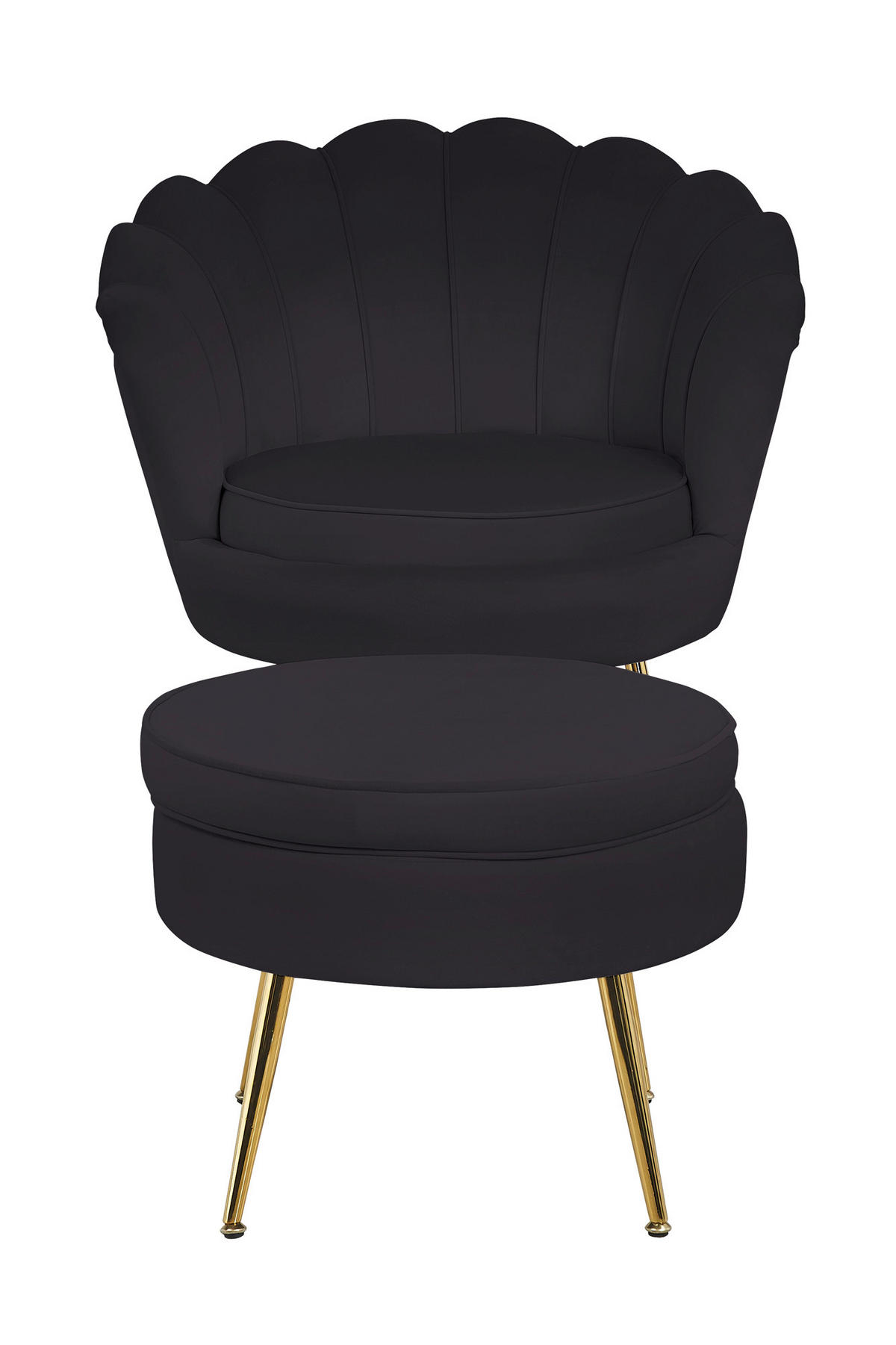 SESSEL in Samt Schwarz  - Goldfarben/Schwarz, MODERN, Textil/Metall (76/78/76cm) - Livetastic