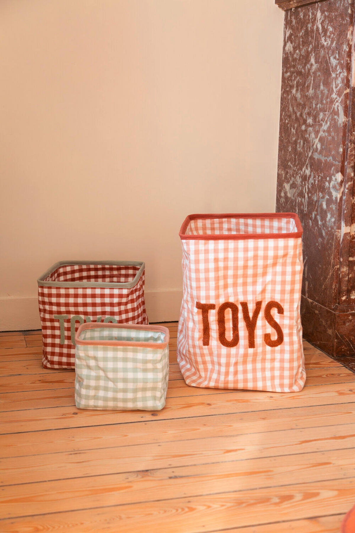 AUFBEWAHRUNGSBOX Vichy Korb Nude Rosa  - Rosa, KONVENTIONELL, Textil (35/35/50cm) - Childhome