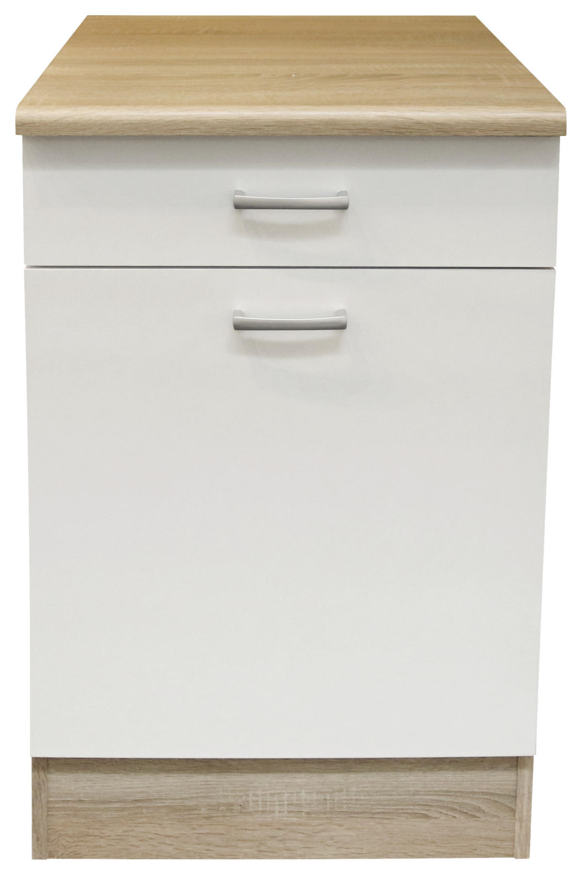 KÜCHENUNTERSCHRANK 50/90/60 cm  in Weiß, Sonoma Eiche  - Silberfarben/Weiß, Basics, Holzwerkstoff/Kunststoff (50/90/60cm) - MID.YOU
