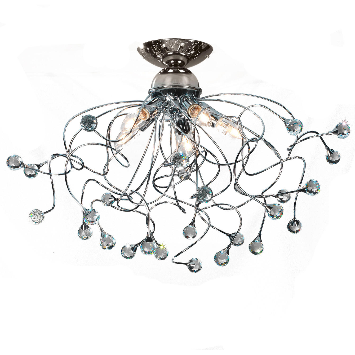 DECKENLEUCHTE 60/42 cm   - Chromfarben, KONVENTIONELL, Glas/Metall (60/42cm)
