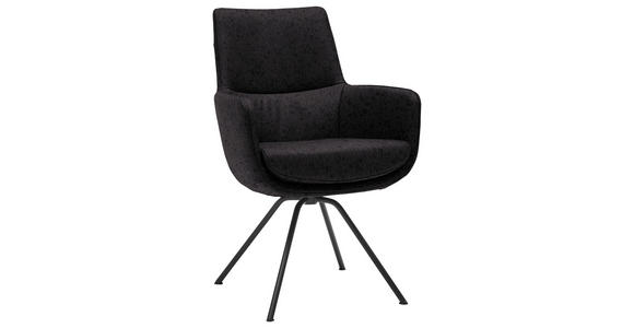 ARMLEHNSTUHL  Beinauswahl, Lederauswahl, Typenauswahl, Sitzfläche 360° drehbar   - Anthrazit/Schwarz, Design, Leder/Metall (60/90/61cm) - Dieter Knoll