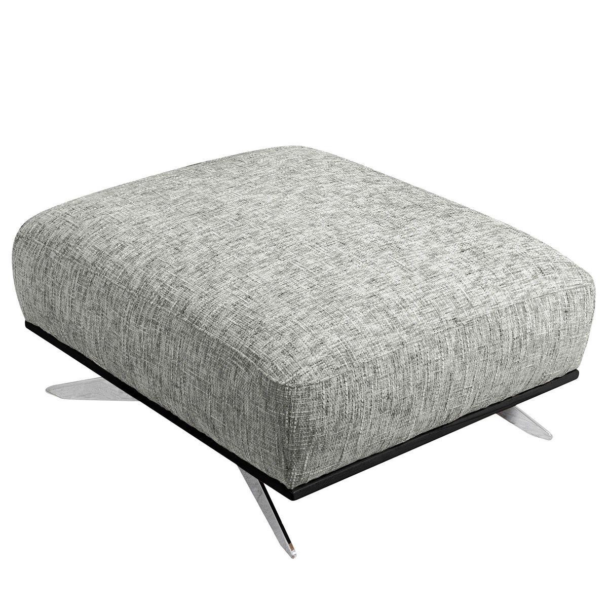 HOCKER PORTLAND Struktur Grau  - Chromfarben/Schwarz, Design, Holz/Textil (95/46/80cm) - Livetastic