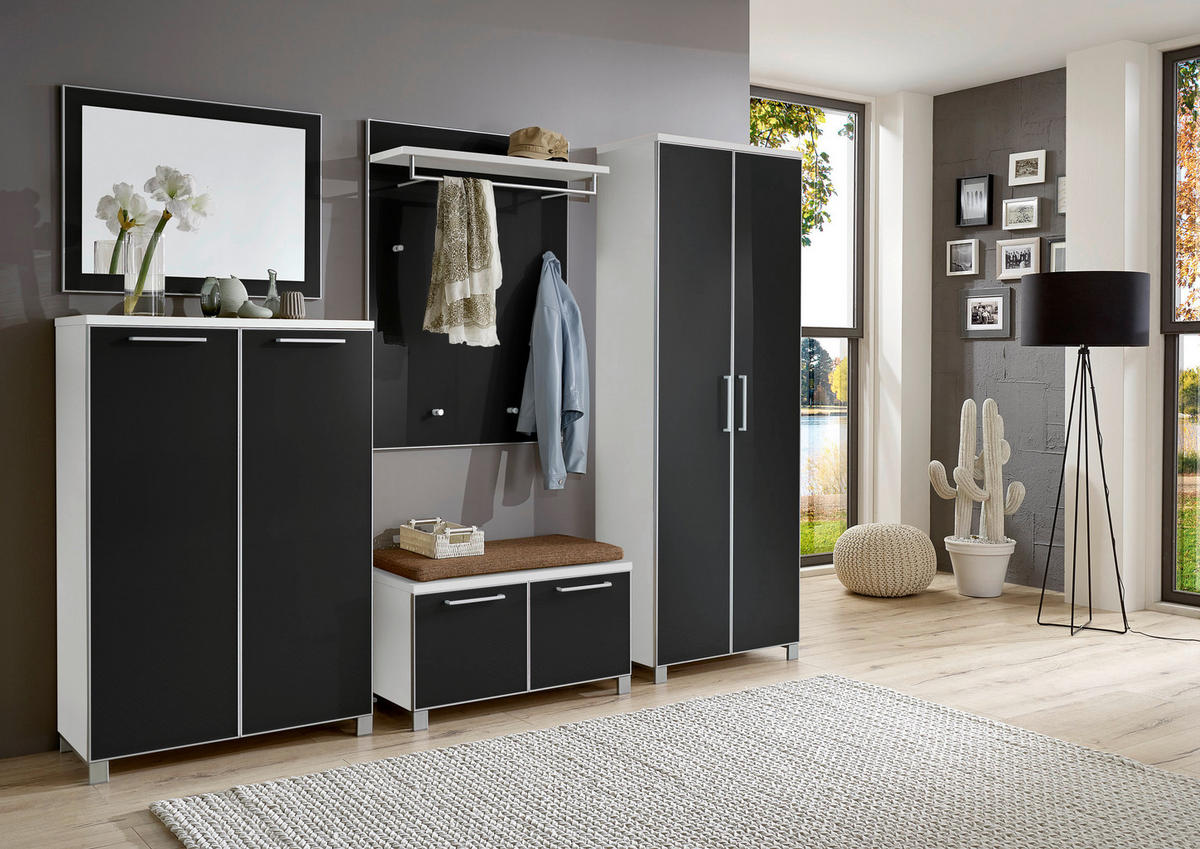 GARDEROBE 6-teilig  in 260/193/40 cm  - Hellbraun/Weiss, Design, Glas/Holzwerkstoff (260/193/40cm)