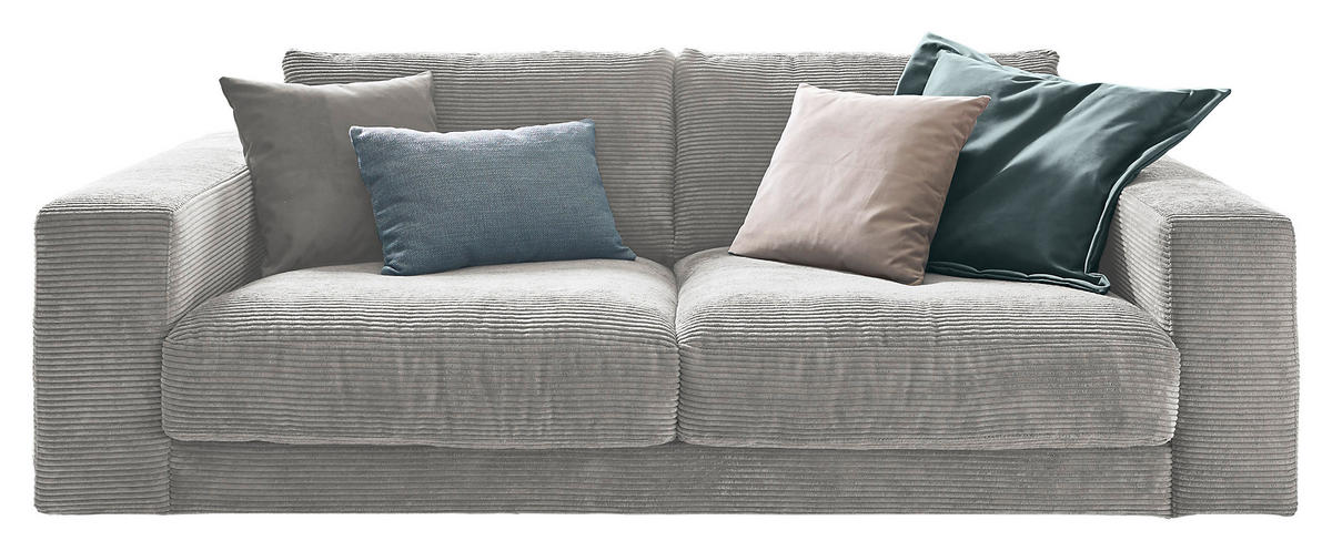 2-SITZER-SOFA in Cord Grau  - Schwarz/Grau, Design, Kunststoff/Textil (230/85/127cm) - Hom`in