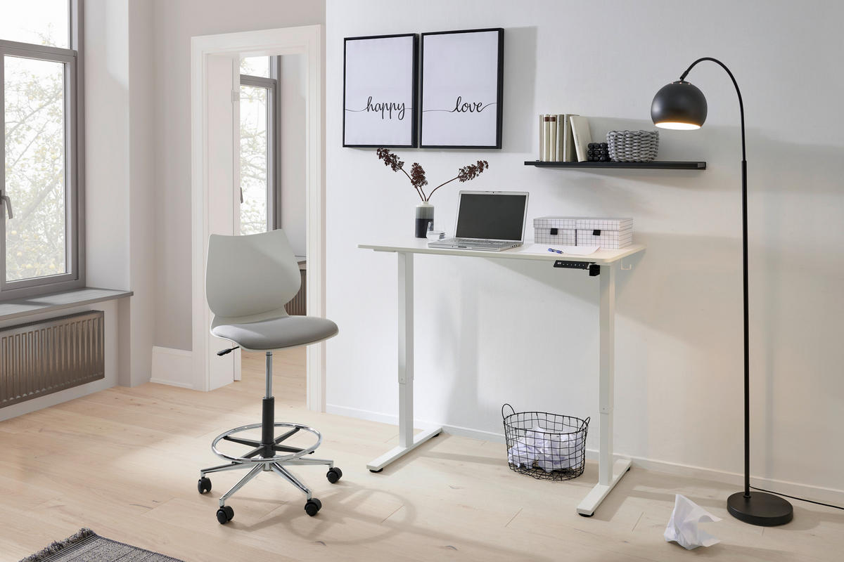 SCHREIBTISCH 120/60/73,5-123 cm  in Weiß  - Weiß, MODERN, Holzwerkstoff/Metall (120/60/73,5-123cm) - Livetastic