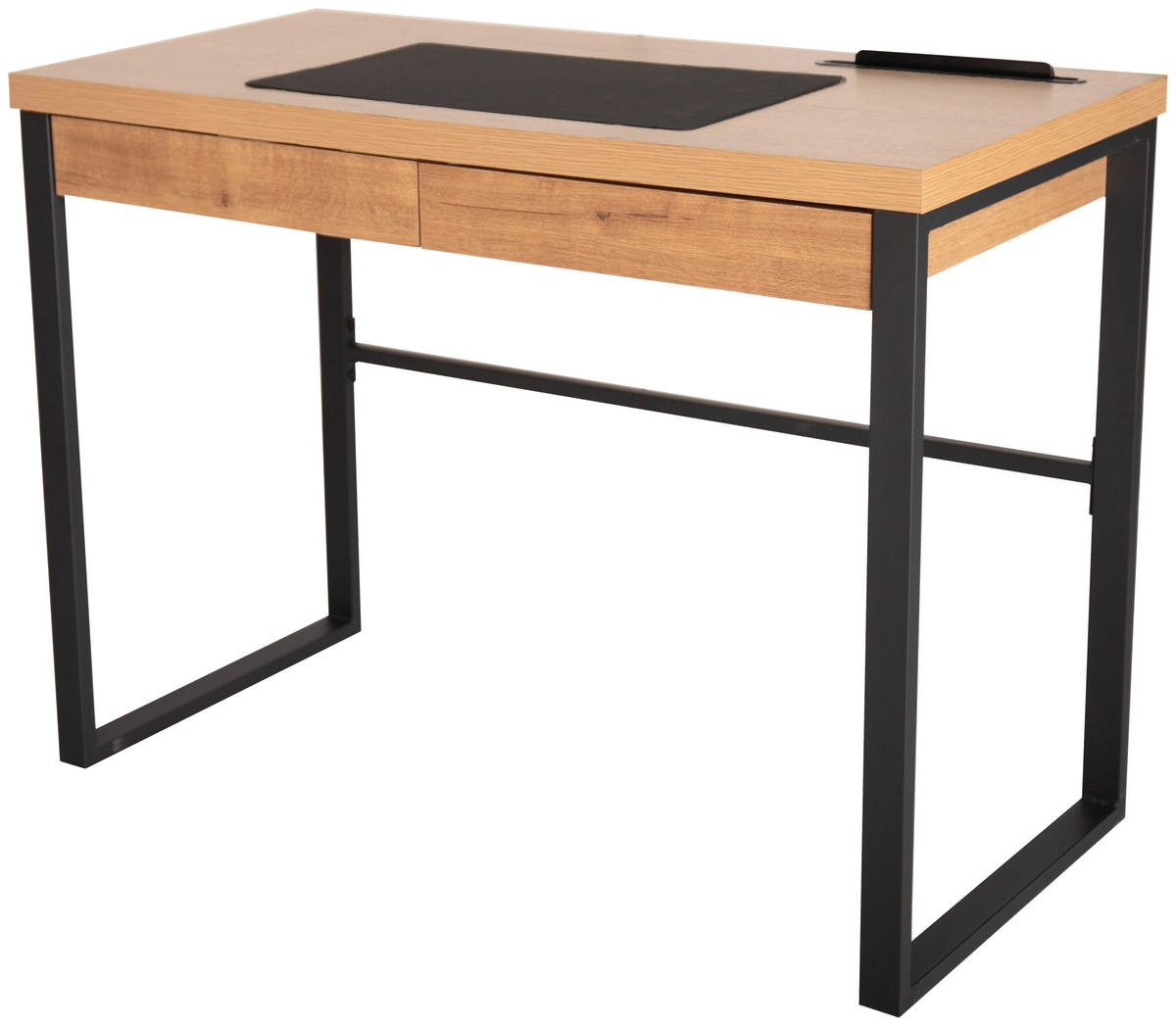 SCHREIBTISCH  in Eichefarben, Schwarz  - Eichefarben/Schwarz, MODERN, Holzwerkstoff/Metall (100/75/50cm) - Livetastic