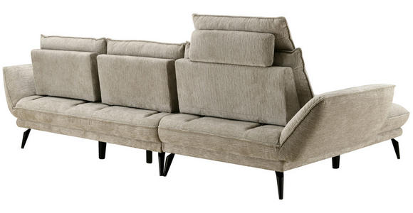 ECKSOFA inkl. Funktionen Beige Mikrofaser Armteilverstellung, Sitztiefenverstellung, Kopfstütze  - Beige/Schwarz, Design, Textil/Metall (170/325cm) - Novel