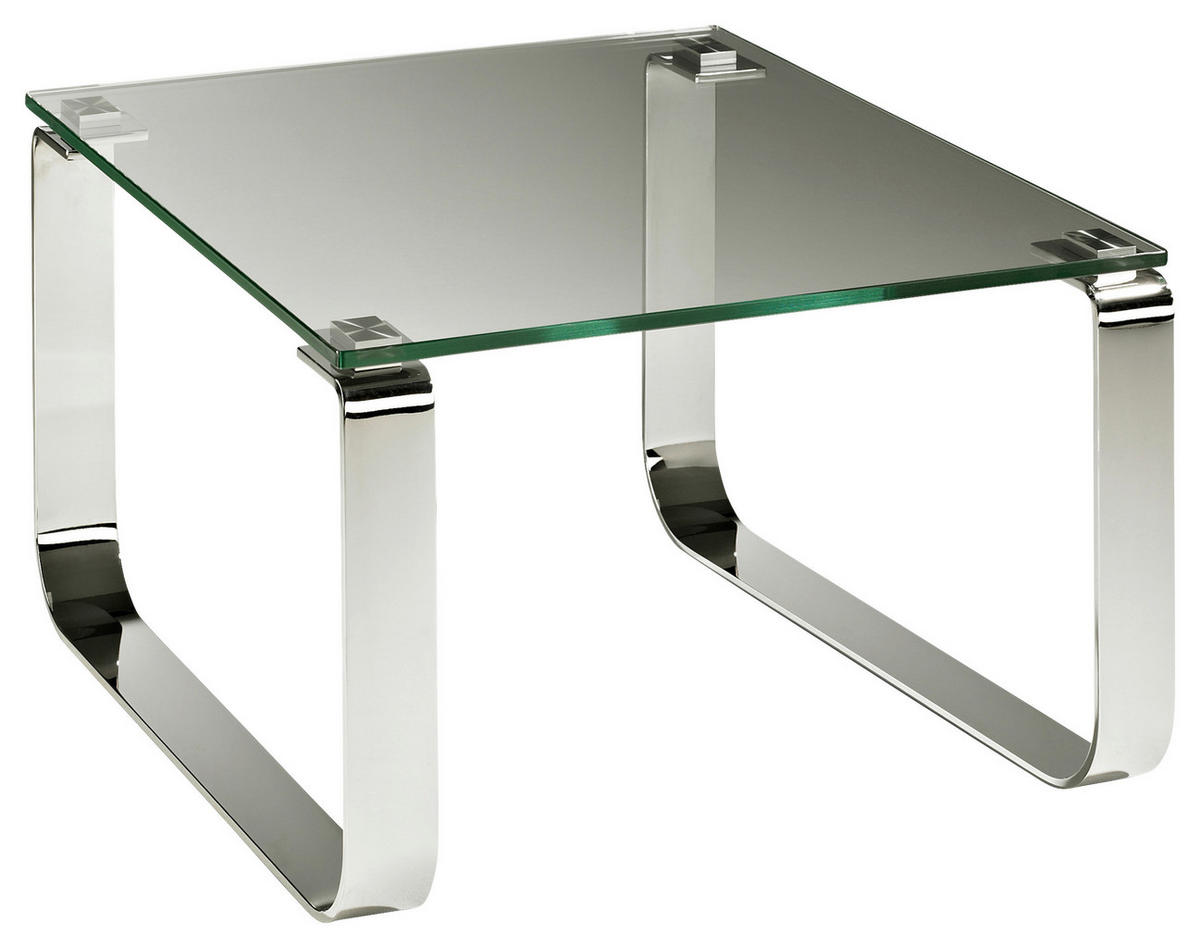 COUCHTISCH in Metall, Glas 70/70/40 cm  - Klar/Chromfarben, MODERN, Glas/Metall (70/70/40cm) - Novel