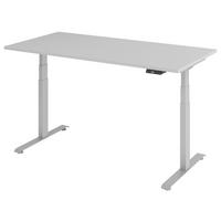 SCHREIBTISCH 160/80/64,5-129,5 cm Grau, Silberfarben elektrisch höhenverstellbar  - Silberfarben/Grau, KONVENTIONELL, Holzwerkstoff/Metall (160/80/64,5-129,5cm) - Venda