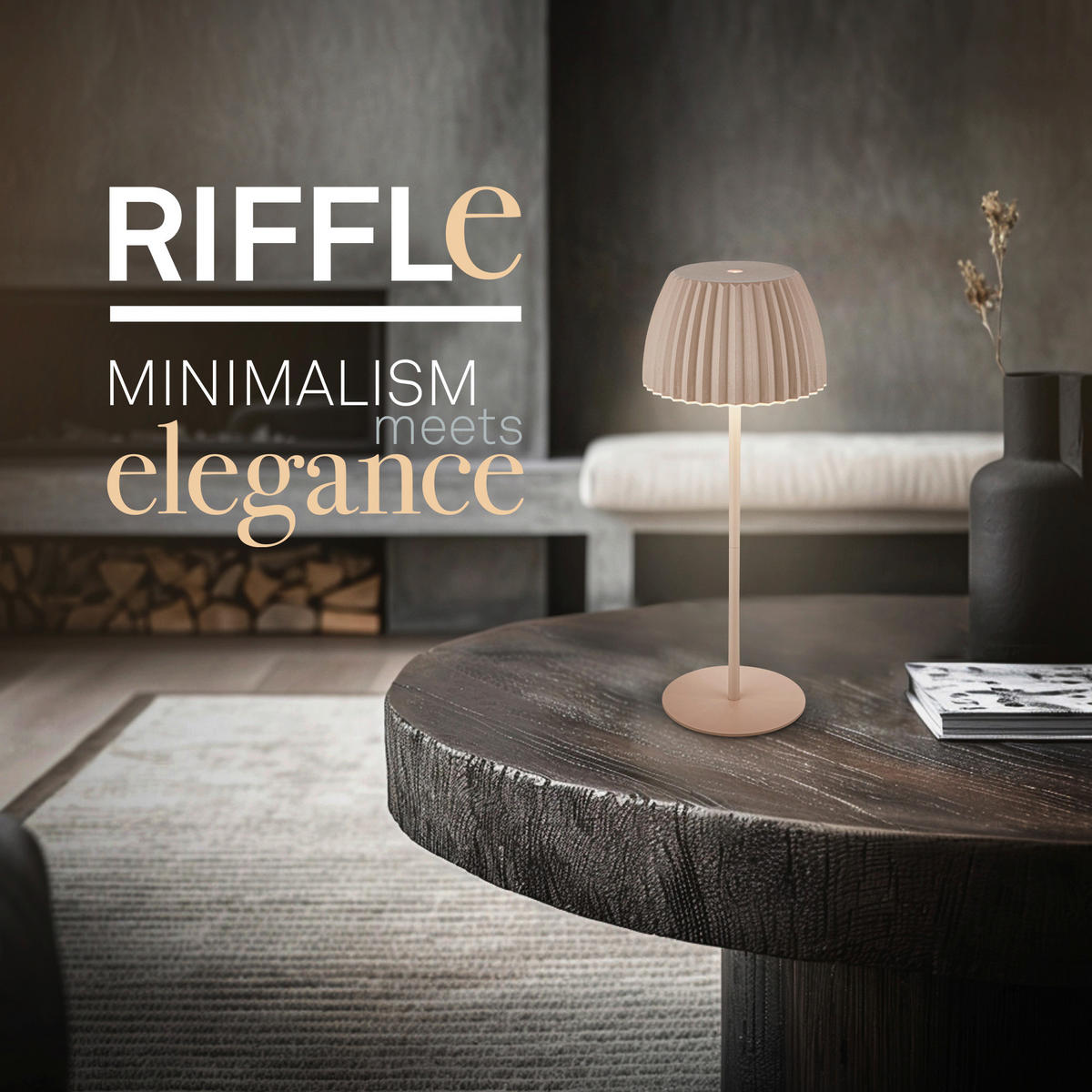 AKKU-TISCHLEUCHTE 14,5/36,5 cm  - Beige, Basics, Kunststoff/Metall (14,5/36,5cm)