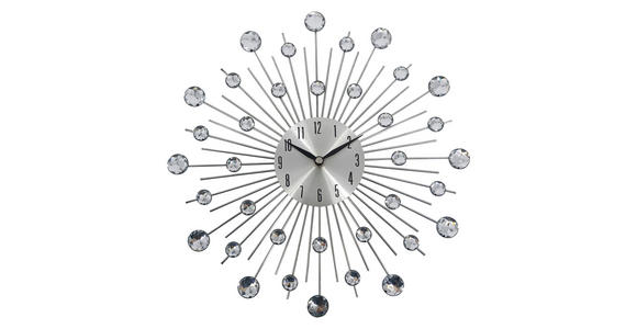 WANDUHR 33 cm - Silberfarben, Trend, Kunststoff/Metall (33cm) - Ambia Home
