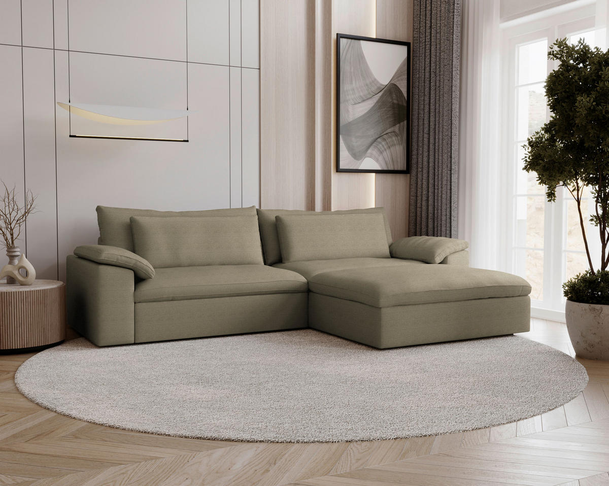 ECKSOFA  Chenille Taupe  - Taupe/Schwarz, Modern, Kunststoff/Textil (306/198cm) - Carryhome