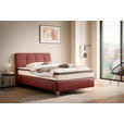 BOXSPRINGBETT 140/200 cm  in Bordeaux  - Chromfarben/Bordeaux, Basics, Leder/Holz (140/200cm) - Novel