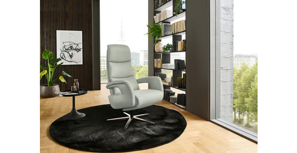 RELAXSESSEL in Leder Silberfarben  - Edelstahlfarben/Silberfarben, Design, Leder/Metall (76/119/86cm) - Dieter Knoll