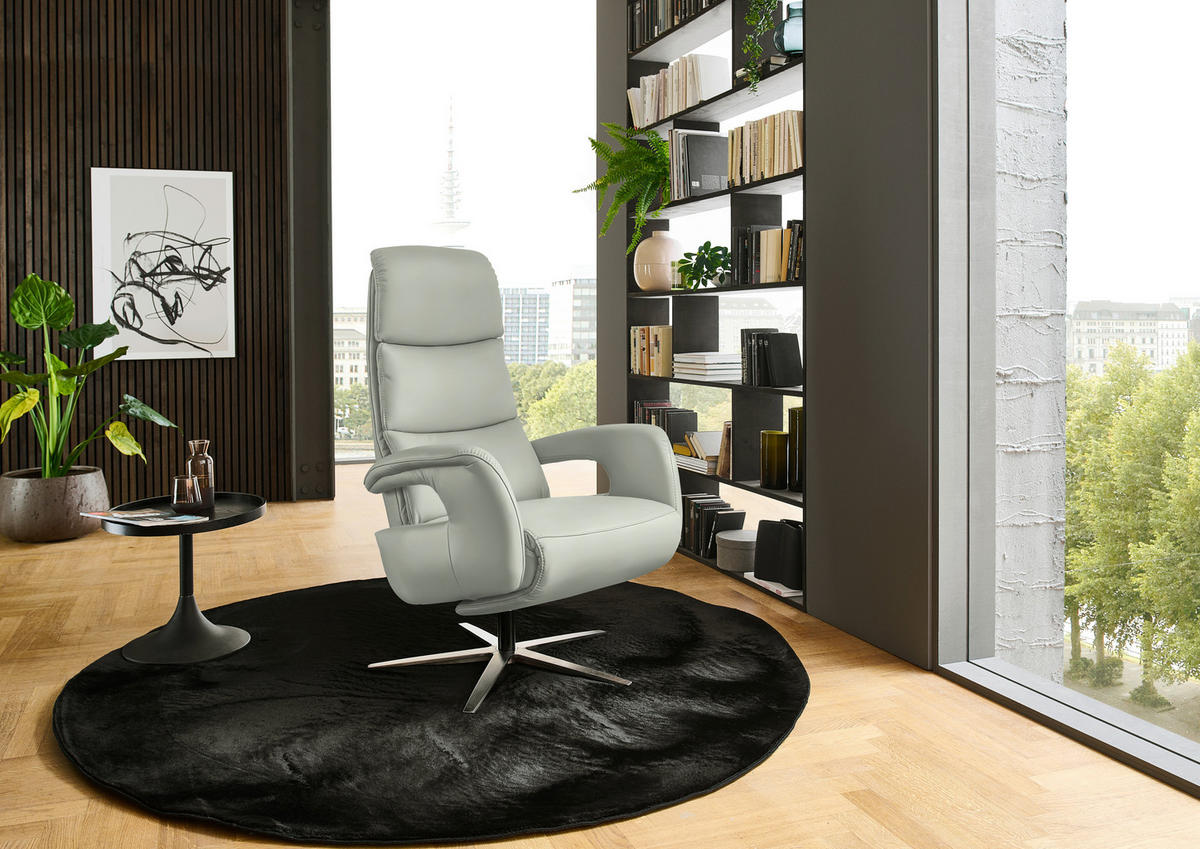 RELAXSESSEL in Leder Silberfarben  - Edelstahlfarben/Silberfarben, Design, Leder/Metall (76/119/86cm) - Dieter Knoll