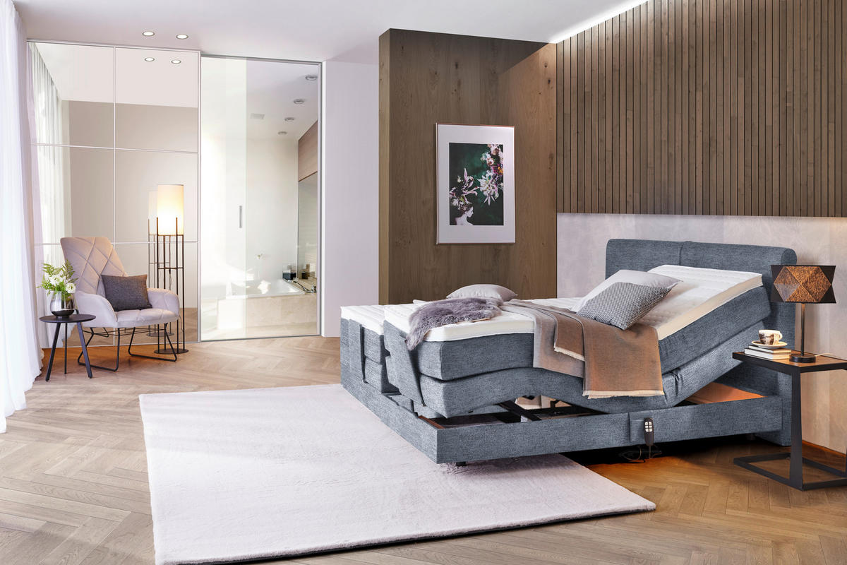 BOXSPRINGBETT 160/200 cm  in Blau  - Blau/Schwarz, Design, Kunststoff/Textil (160/200cm) - Hom`in