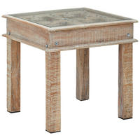 BEISTELLTISCH 60/60/60 cm Recyclingholz vollmassiv Naturfarben, Weiß quadratisch  - Naturfarben/Weiß, Trend, Glas/Holz (60/60/60cm) - Landscape