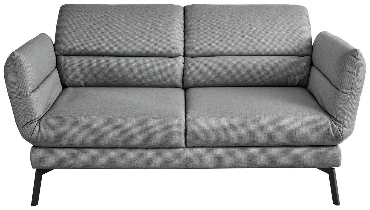 2-SITZER-SOFA Flachgewebe Grau  - Schwarz/Grau, Design, Textil/Metall (178-226/83-113/96-177cm) - Dieter Knoll