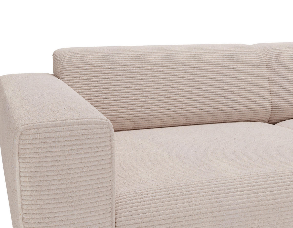 3-SITZER-SOFA Cord Creme  - Creme/Schwarz, KONVENTIONELL, Textil/Metall (237/75/104cm) - Carryhome