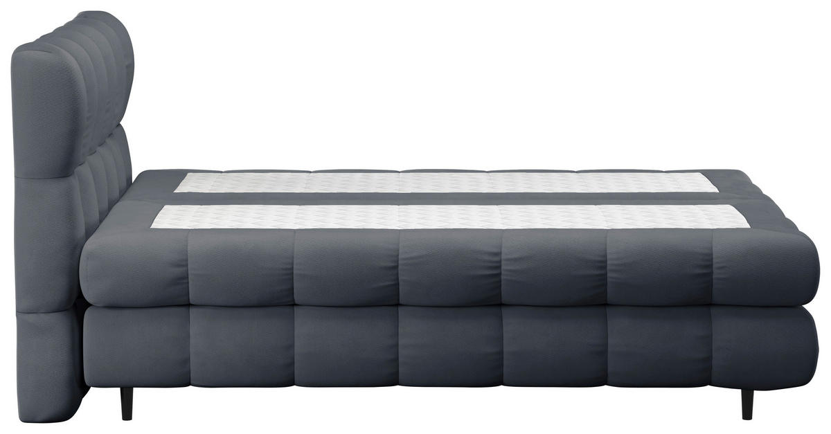 BOXBETT 200/200 cm,  in Anthrazit, gepolstertes Kopfteil, Bettkasten, Topper, H3 + H3 = fest  - Anthrazit/Schwarz, Design, Textil/Metall (200/200cm) - Ti'me