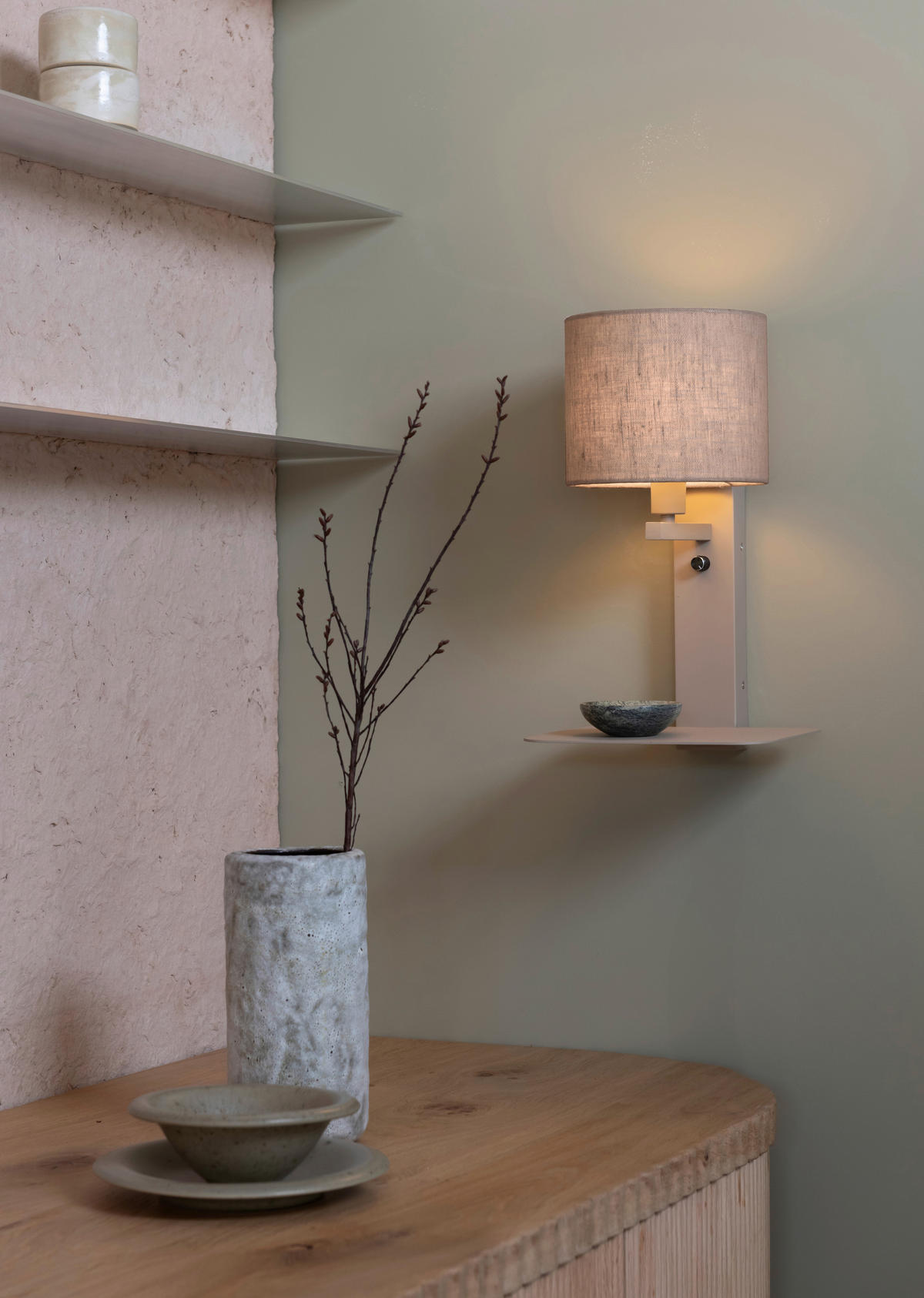 WANDLEUCHTE - Beigebraun, Design, Textil (24/20/42cm) - It's about Romi