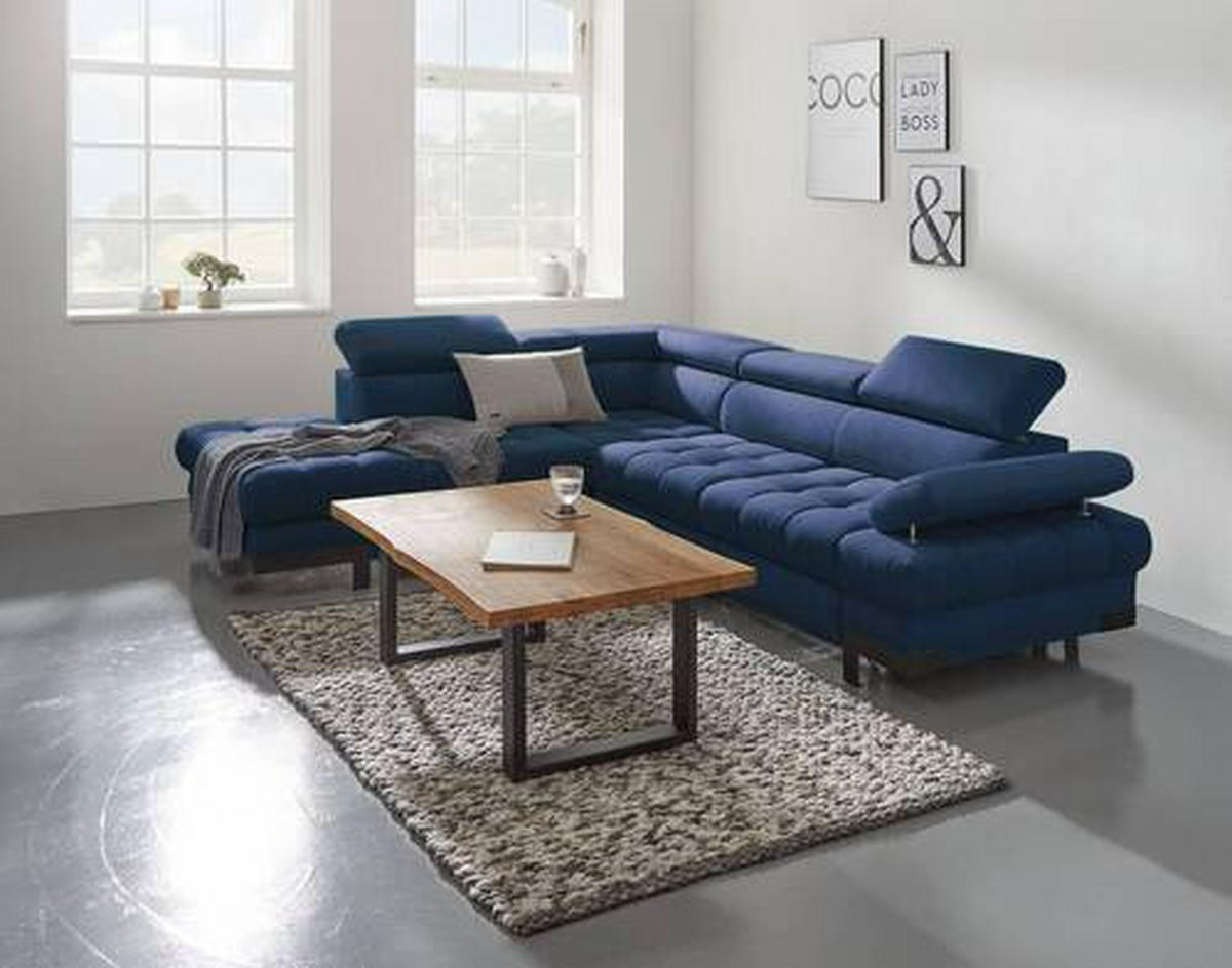 ECKSOFA in Webstoff Dunkelblau  - Schwarz/Dunkelblau, Design, Textil/Metall (223/263cm) - Welnova