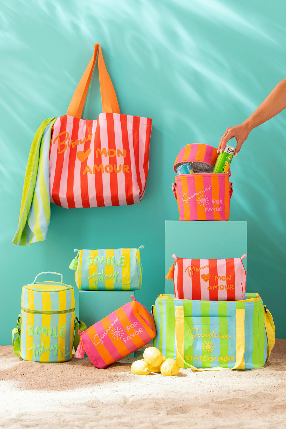 STRANDTASCHE Orange, Rosa  - Orange/Rosa, Basics, Textil (35/40/15cm)