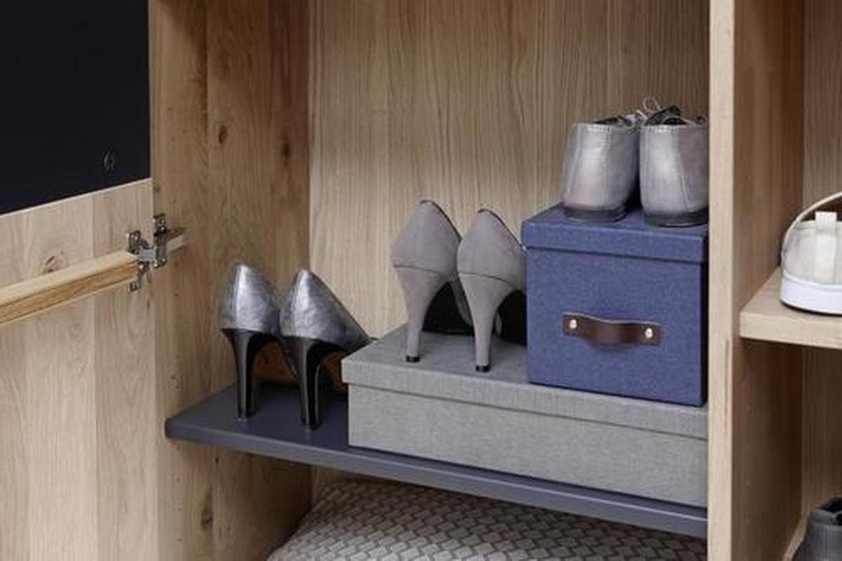 GARDEROBENSCHRANK  in 88,5/196/39 cm  - Eichefarben/Anthrazit, Natur, Glas/Holz (88,5/196/39cm) - Valnatura