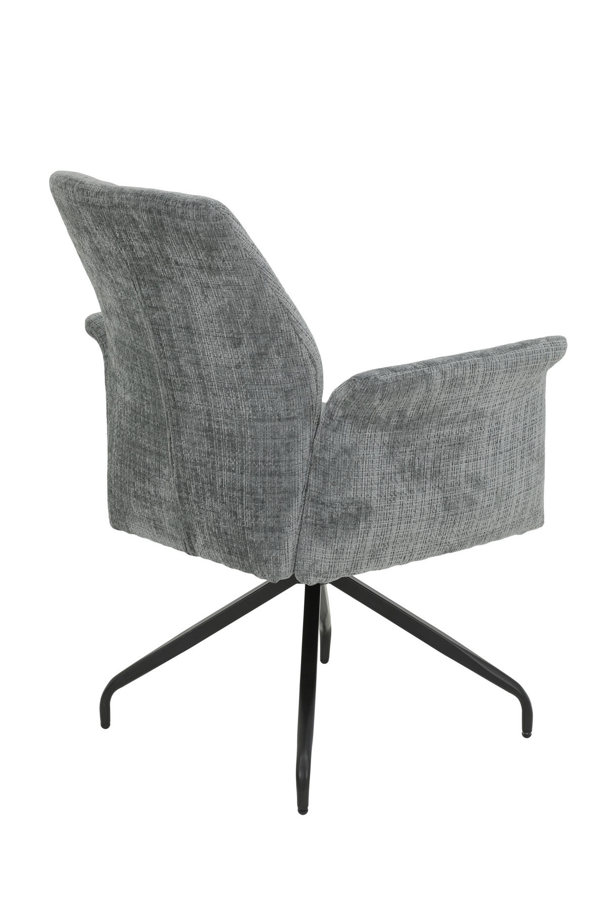 ARMLEHNSTUHL 1 Stück erweiterbar, Sitzfläche 360° drehbar, inklusive Armlehnen, ergonomische Rückenlehne, gepolsterte Armlehnen Webstoff, Mikrofaser  - Hellgrau/Schwarz, MODERN, Textil/Metall (71/93/68cm) - MID.YOU