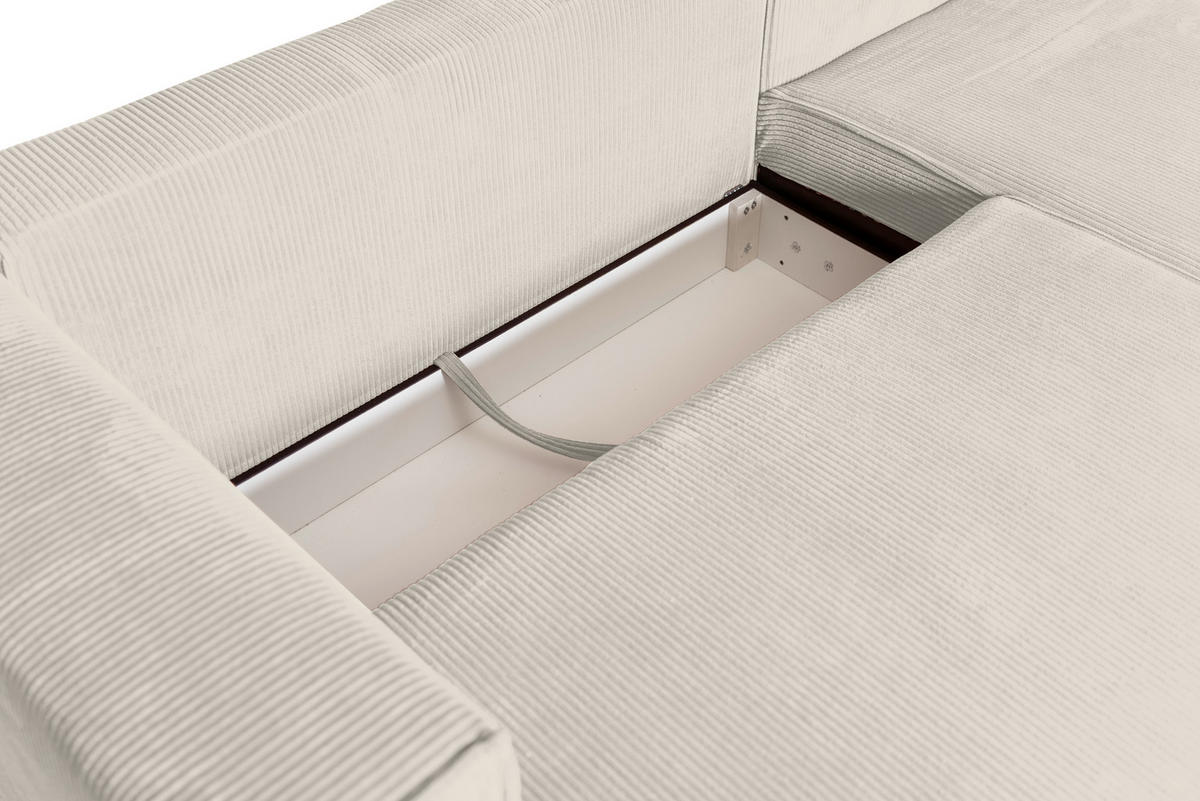 ECKSOFA in Cord Creme  - Creme/Braun, KONVENTIONELL, Holz/Textil (230/190cm) - Carryhome