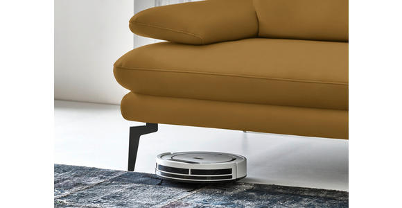 3-SITZER-SOFA in Leder Currygelb - Currygelb/Schwarz, Design, Leder/Metall (222/86/104cm) - Dieter Knoll