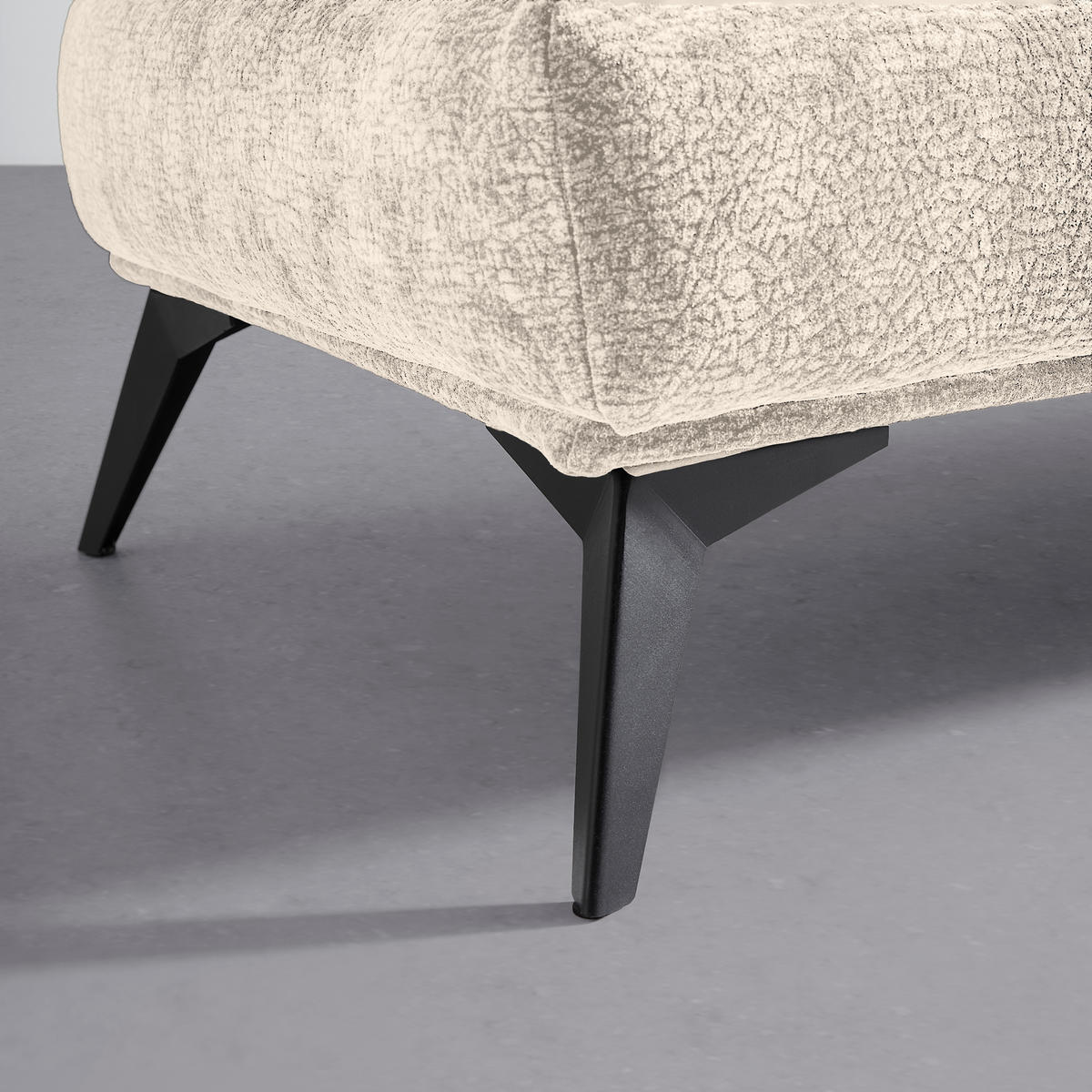 HOCKER Textil Beige  - Beige/Schwarz, Modern, Textil/Metall (122/47/68cm) - MID.YOU