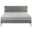 BOXSPRINGBETT 180/200 cm  in Graubraun  - Graubraun/Schwarz, Design, Leder/Textil (180/200cm) - Esposa