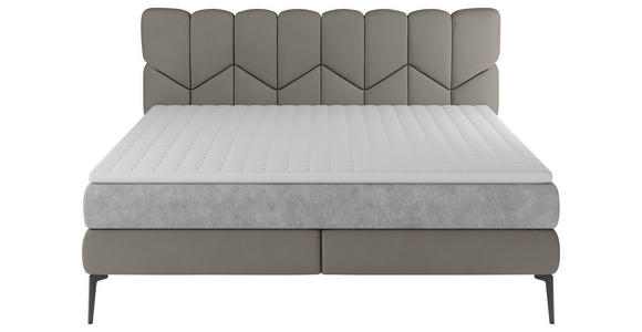 BOXSPRINGBETT 180/200 cm  in Graubraun  - Graubraun/Schwarz, Design, Leder/Textil (180/200cm) - Esposa