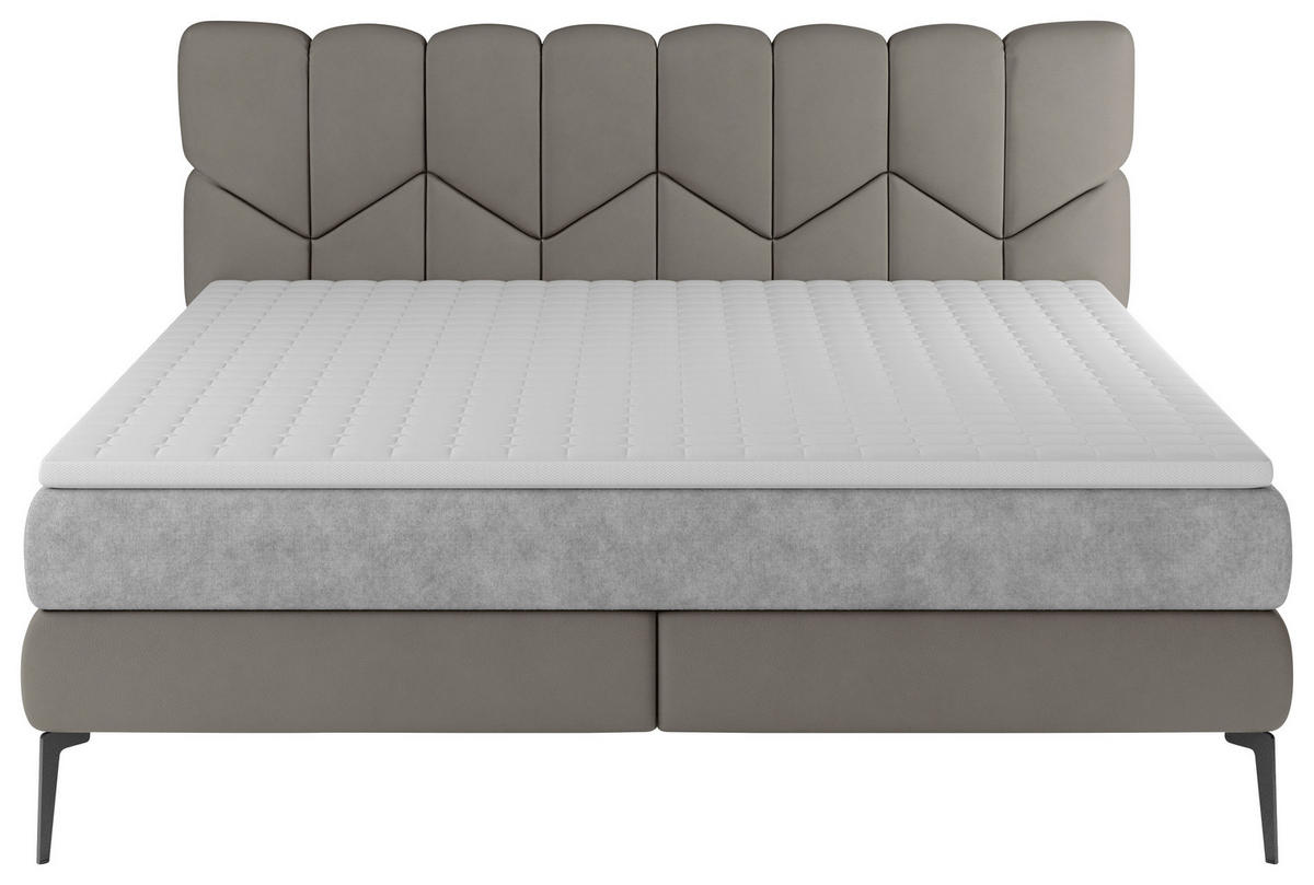 BOXSPRINGBETT 180/200 cm  in Graubraun  - Graubraun/Schwarz, Design, Leder/Textil (180/200cm) - Esposa