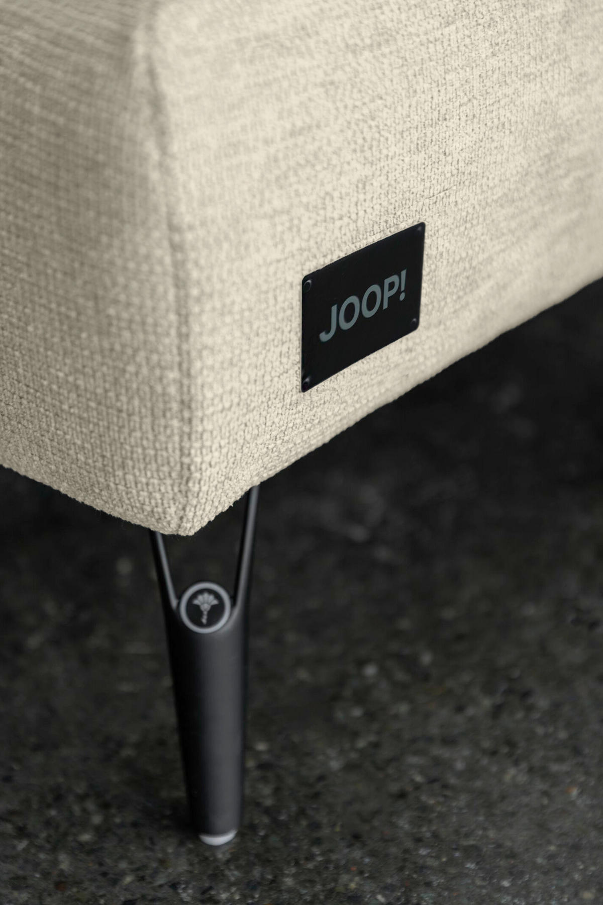 ECKSOFA JOOP Naturfarben Chenille  - Schwarz/Naturfarben, KONVENTIONELL, Textil/Metall (188/319cm) - Joop!