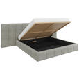POLSTERBETT gepolstertes Kopfteil, Lattenrost, Bettkasten Hellgrau 160/200 cm  - Hellgrau/Schwarz, Design, Holz/Kunststoff (160/200cm) - Carryhome