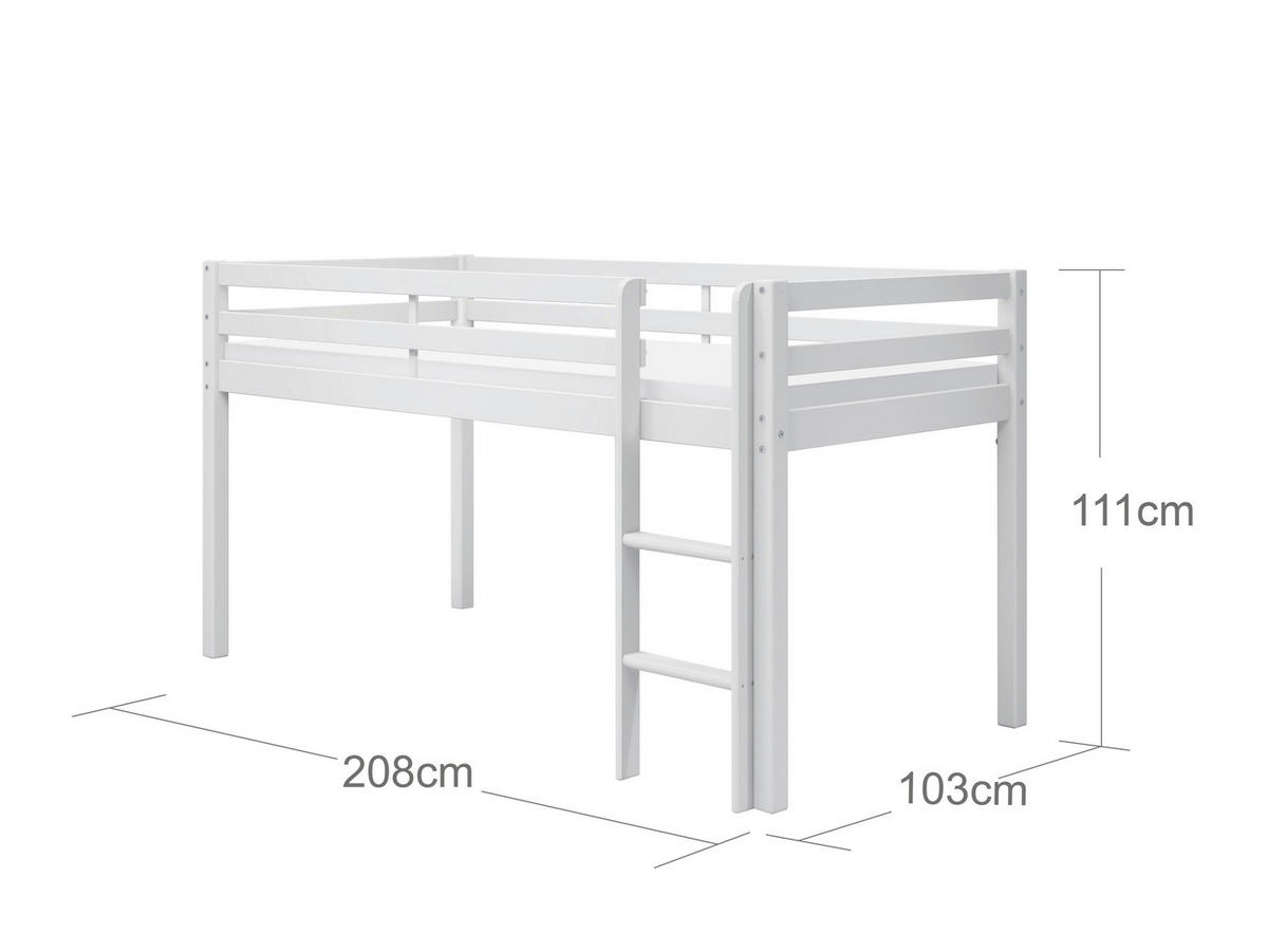 HOCHBETT 90/200 cm,  in Absturzsicherung, Rutsche, Lattenrost  - Weiß, MODERN, Holz (90/200cm) - Chameo