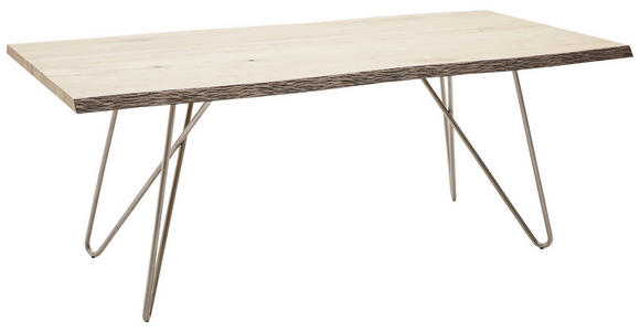 ESSTISCH in Holz, Metall 160/110/77 cm - Edelstahlfarben/Eichefarben, Design, Holz/Metall (160/110/77cm) - Dieter Knoll