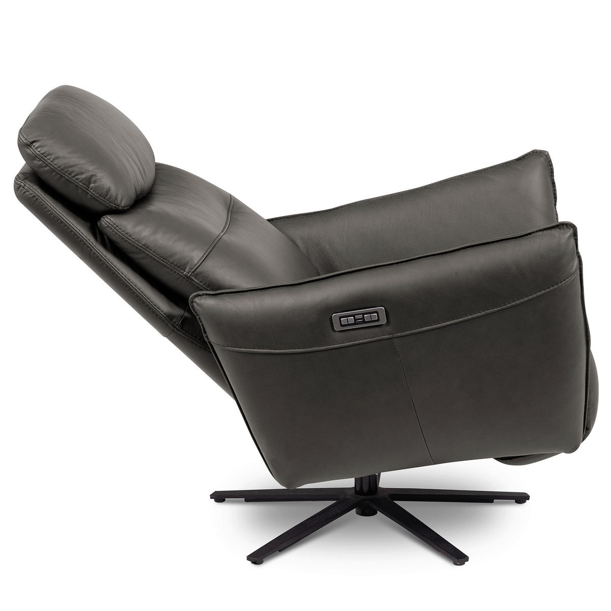 RELAXSESSEL in Leder Anthrazit  - Anthrazit/Schwarz, Design, Leder/Metall (77/107/88cm) - Livetastic