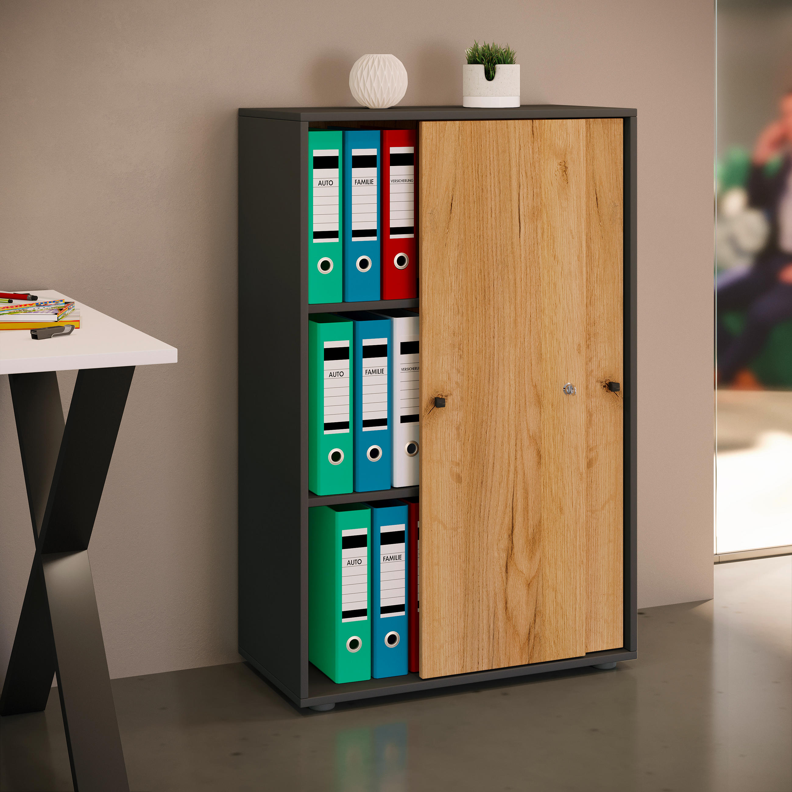 AKTENSCHRANK 70/110/39 cm  - Honigeiche/Anthrazit, Design, Holzwerkstoff (70/110/39cm) - MID.YOU