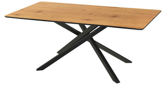 ESSTISCH rechteckig Eichefarben - Eichefarben/Schwarz, Design, Holzwerkstoff/Metall (180/90/75cm) - Carryhome