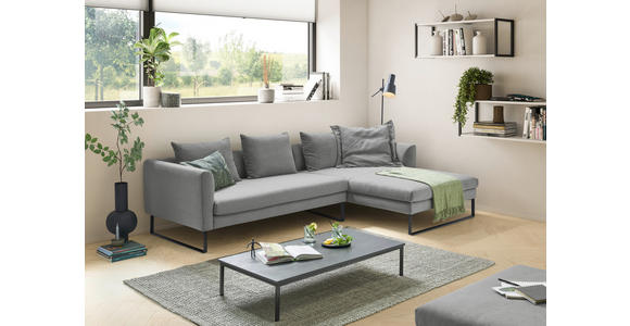 ECKSOFA  in Feincord Grau  284/178 cm  - Schwarz/Grau, KONVENTIONELL, Textil/Metall (284/178cm) - Hom`in