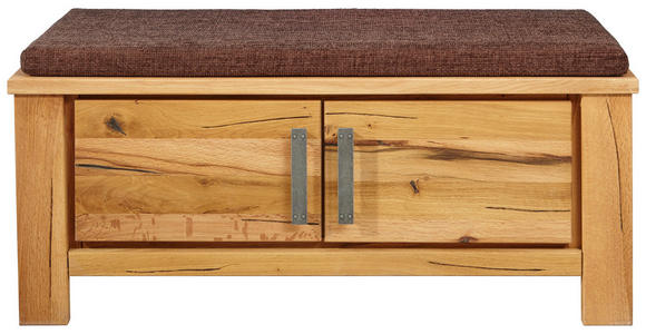 GARDEROBENBANK Webstoff Wildeiche massiv Braun, Eichefarben - Eichefarben/Braun, KONVENTIONELL, Holz/Textil (100/40/40cm) - Linea Natura