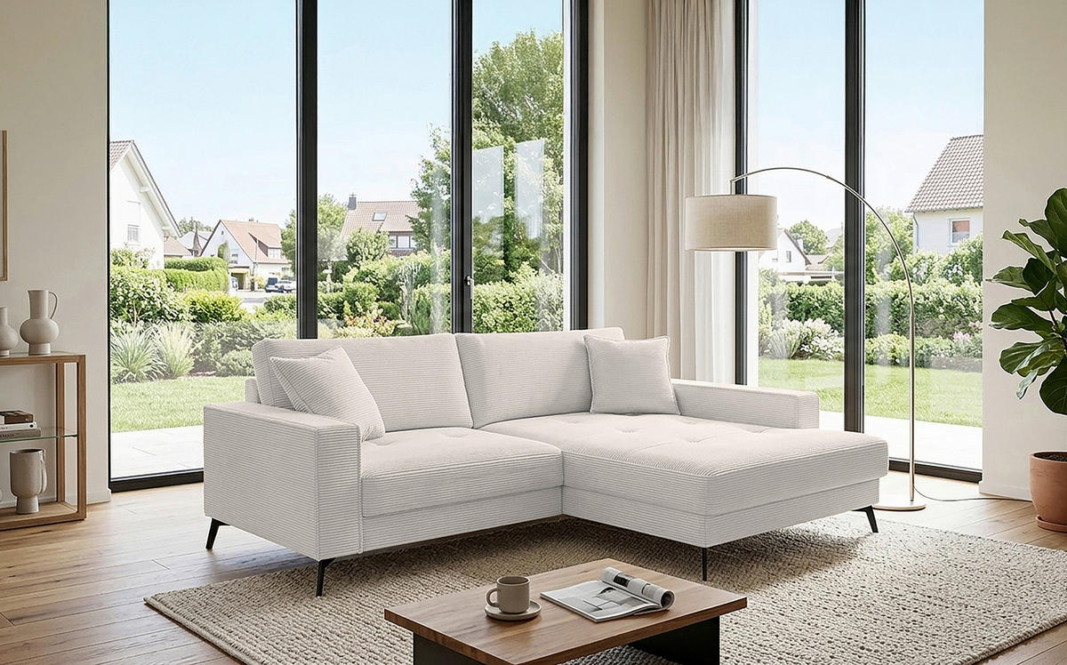 ECKSOFA TED Beige Cord Zierkissen  - Beige/Schwarz, Trend, Textil/Metall (228/174cm) - P & B