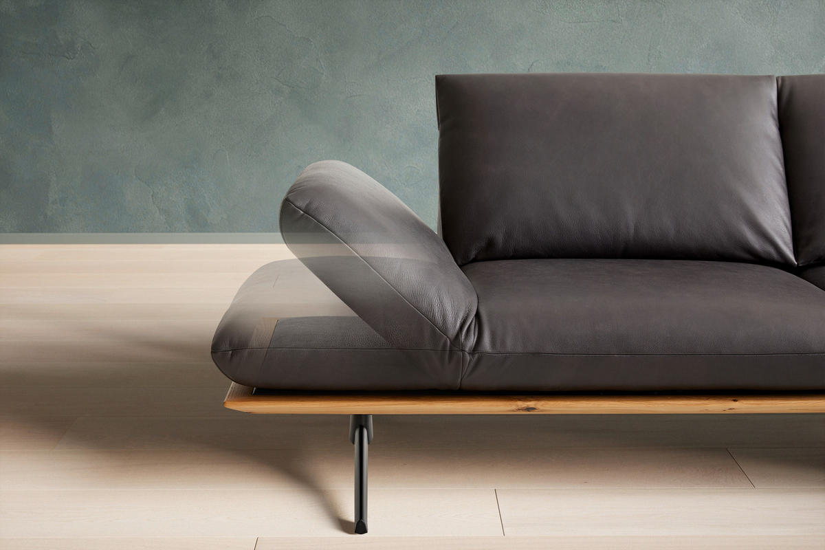 ECKSOFA in Echtleder Braun  - Beige/Schwarz, Design, Leder/Metall (282/205cm) - Dieter Knoll