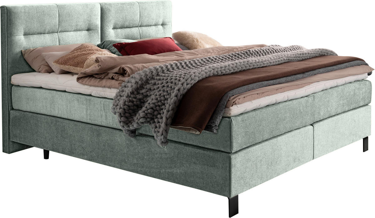 BOXSPRINGBETT 240/220 cm  in Mintgrün  - Schwarz/Mintgrün, KONVENTIONELL, Textil/Metall (240/220cm) - Esposa